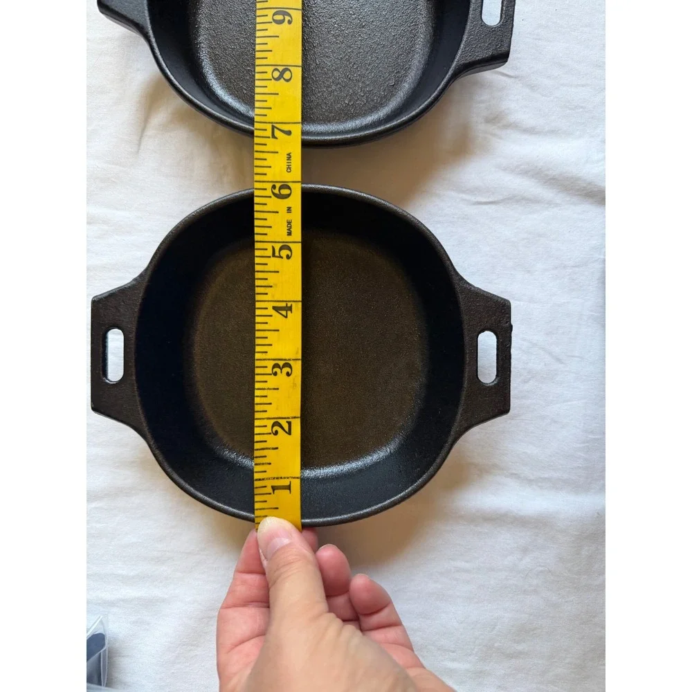 Pampered Chef Cast Iron Mini Skillet Set of 2 Round Dual Handle Pans 5.5 inch